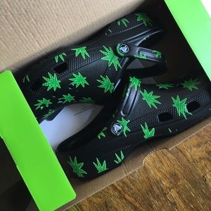 Cannabis patterned Crocs